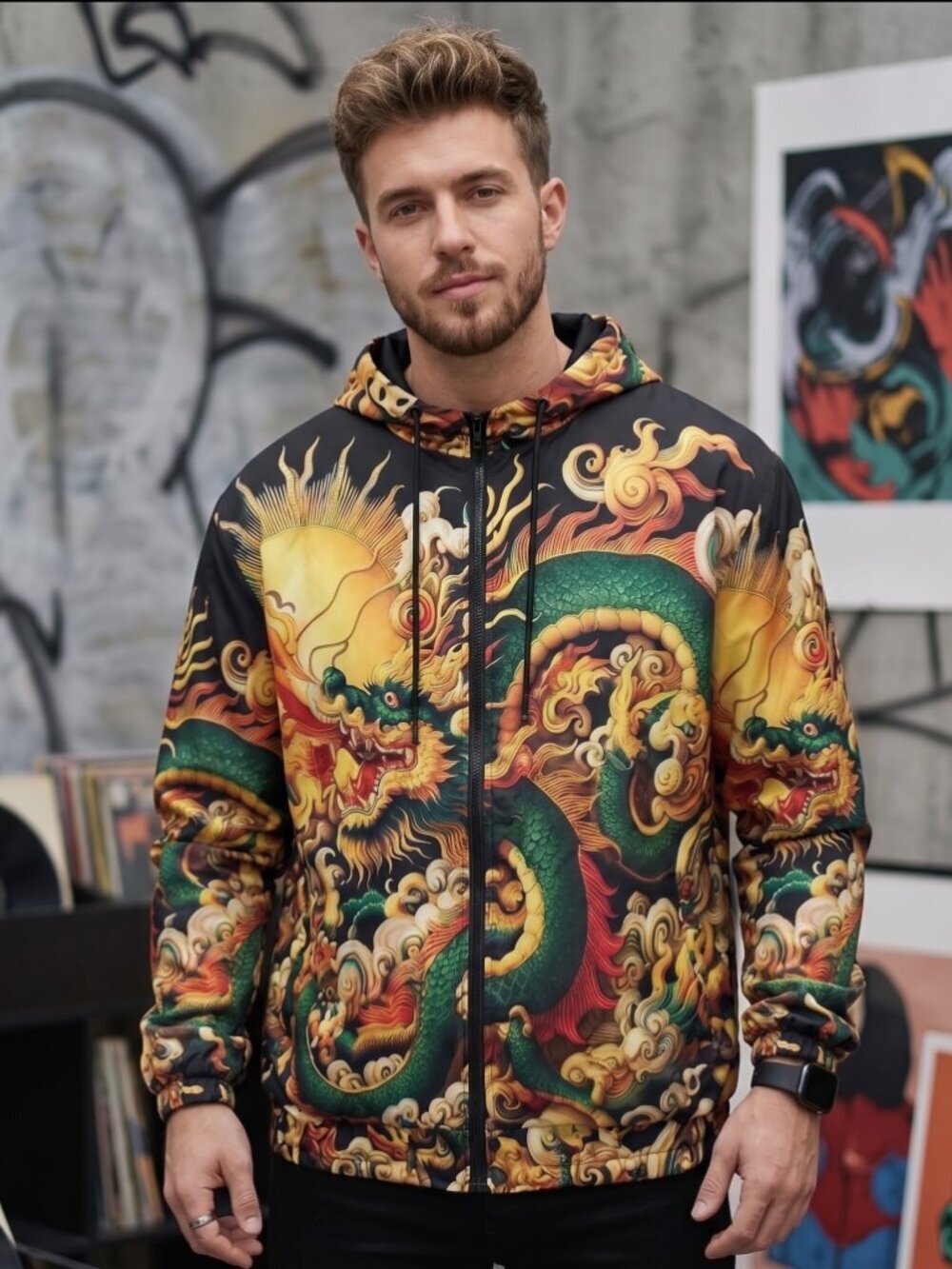Imperial Dragon Japanese Windbreaker Hooded Size XL NWT WaterproofJacket Varsity
